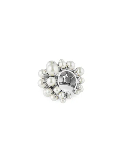 Givenchy Women's Crystal Pearl Earcuff In Metal And Pearls In Silver