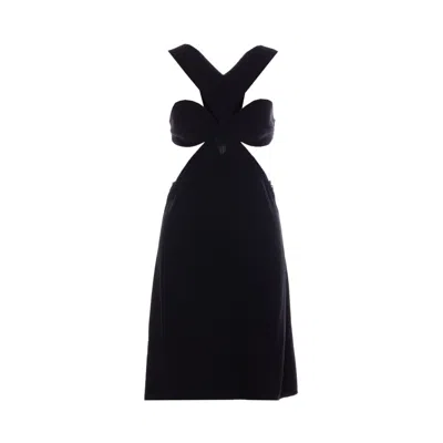 Givenchy Women Cut-out Satin Dress In Crepe Satin With Rhinestone Detail In Black