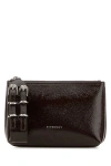 Givenchy Leather Clutch With Adjustable Strap And Textured Finish In Brown