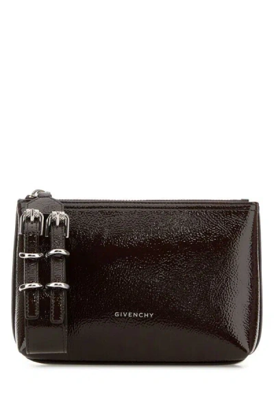 GIVENCHY GIVENCHY WOMEN DARK BROWN LEATHER VOYOU CLUTCH