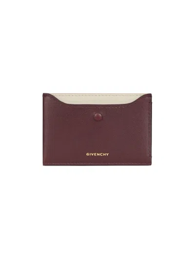 Givenchy Women's Day Card Holder In Shiny Leather In Burgundy