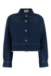 Givenchy Cropped Raw-edge Cotton Denim Jacket In Blue