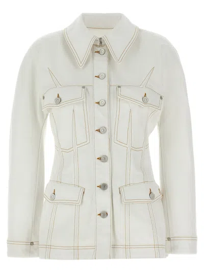 Givenchy Stitched Pockets Collar Sleeves Jacket In White