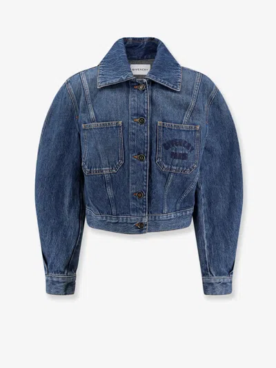 Givenchy Women Denim Jacket With Logo Embroidery In Multi