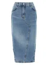 Givenchy Blue Asymmetric Denim Midi Skirt