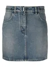 Givenchy Mini Skirt In Denim With Chain Details In Clear Blue