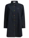 Givenchy Logo Embroidered Cocoon Denim Shirt In Blue