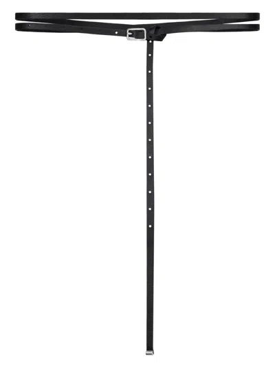 Givenchy Women's Double Belt In Grained Leather In Black