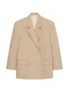 Givenchy Double-breasted Notched-lapel Wool Blazer In Beige