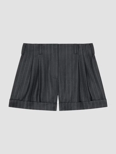 Givenchy Double Pleat Striped Shorts In Wool In Black