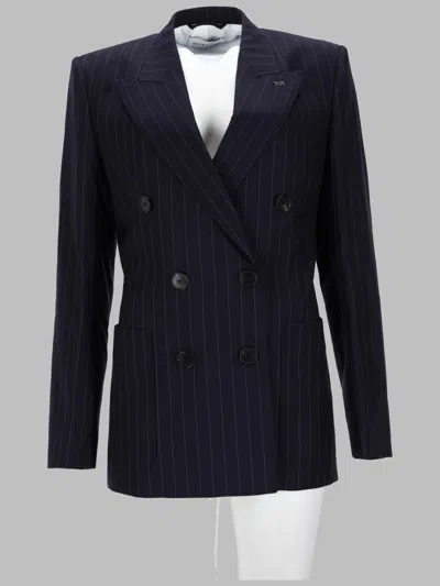 Givenchy Women's Double-breasted Pinstripe Wool Blazer In Blue