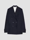 Givenchy Double-breasted Striped Jacket In Wool In Blue