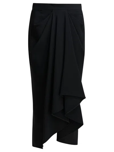 Givenchy Women Draped Crepe Cady Midi Skirt In Black