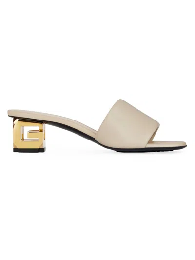 Givenchy Women's G Cube Mules In Leather In Natural Beige