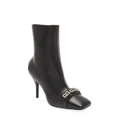 Pre-owned Givenchy Women's G-woven Square Toe Bootie Black, Eur 37 Us 7