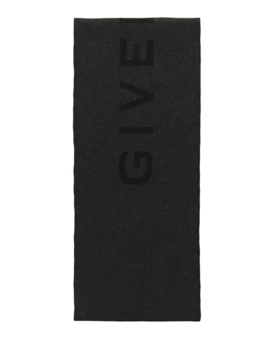 Pre-owned Givenchy Women's  4g Logo Reversible Wool Scarf In Grey In Gray