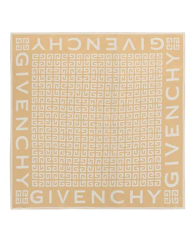 Pre-owned Givenchy Women's  4g Logo Square Scarf In Straw In Brown