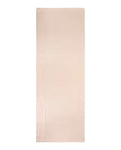 Pre-owned Givenchy Women's  4g Monogram Oblong Silk Scarf In Skin In Nude