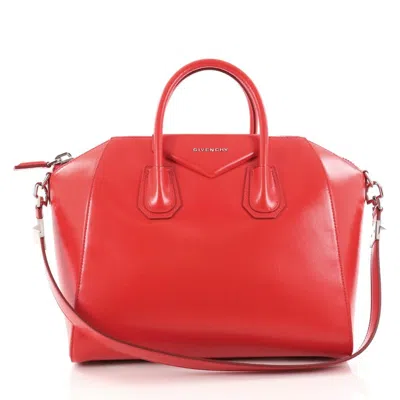 Pre-owned Givenchy Women's  Antigona Tote Glazed Medium In Red