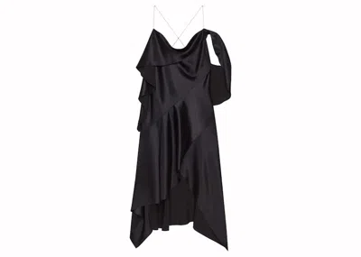 Pre-owned Givenchy Women's  Asymmetric Draped Satin Dress In Black