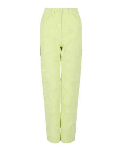 Pre-owned Givenchy Women's  Distressed Denim Jeans In Acid Yellow