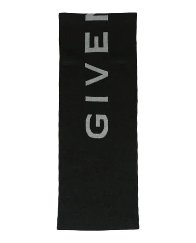 Pre-owned Givenchy Women's  Double Face 4g Logo Scarf In Dark Grey