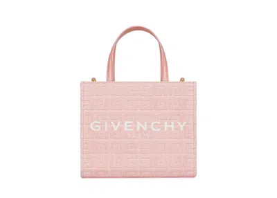 Pre-owned Givenchy Women's  Mini Gtote Shopping Bag In 4g Embroidered Canvas In Pink