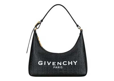 Pre-owned Givenchy Women's  Moon Cut Out Shoulder Bag Small 4g Embossed  Paris Print In Black/white In Multi