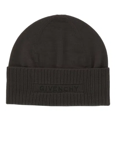 Pre-owned Givenchy Women's  Ribbed Embroidered Logo Beanie In Quartz In Gray