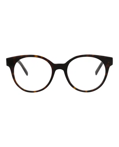 Pre-owned Givenchy Women's  Roundframe Acetate Optical Frames In Havana Havana Transparent (gv50028i/51/052)