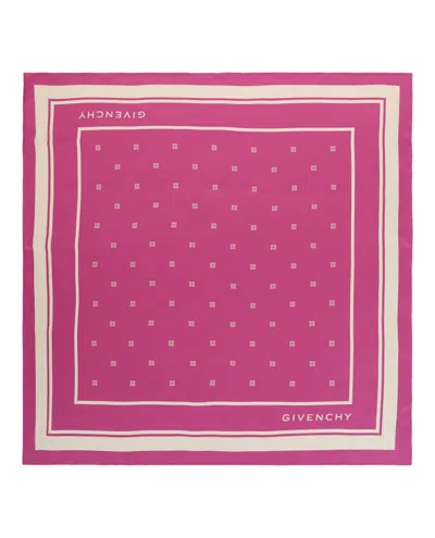 Pre-owned Givenchy Women's  Silk Logo Scarf In Pink Ivory