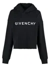 Givenchy Cropped Hoodie With Logo Print In Black