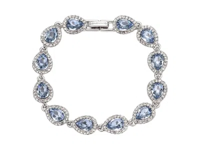 Pre-owned Givenchy Women's  Tone Light Sapphire Crystal Pear Flex Line Bracelet In Silver