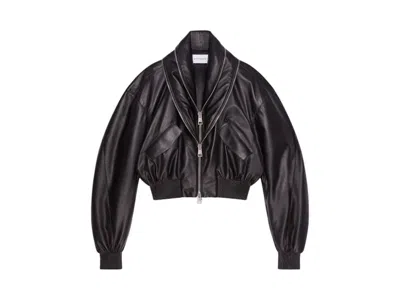 Pre-owned Givenchy Women's  Zipped Leather Collar Shawl In Black
