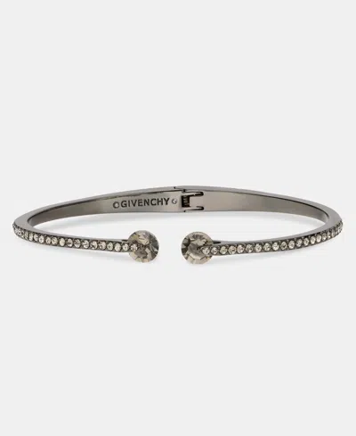 Givenchy Women's Glass Crystal/gunmetal-tone Open Pave Cuff Bracelet In Silver