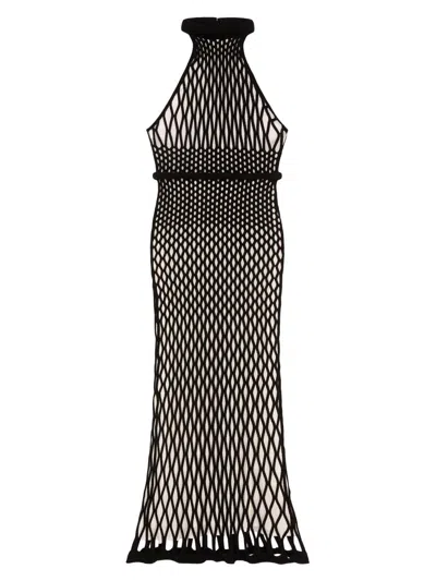 Givenchy Halterneck Open-back Mesh Midi Dress In Black