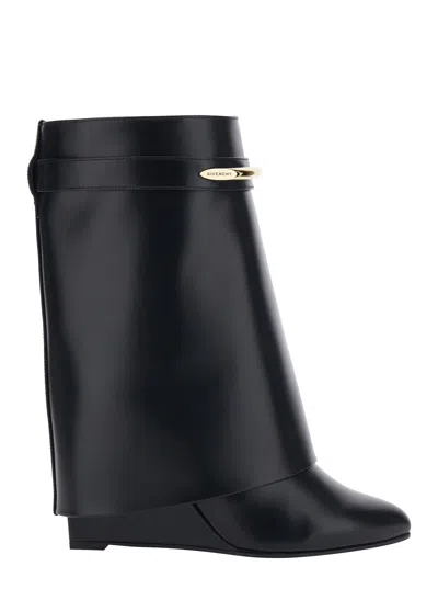 Givenchy Shark Pinch 95 Mid-calf Leather Boots In Black