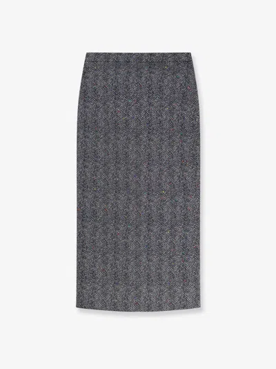 Givenchy Women Herringbone Motif Cotton Skirt In Multi