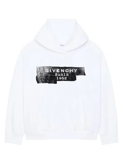 Givenchy Women's Hoodie In Fleece With  Tape In White