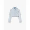 Givenchy Long-sleeved Cropped Shirt In Ice Blue