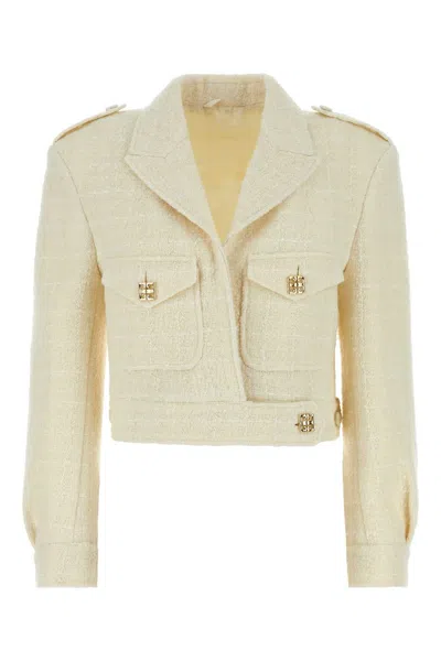 Givenchy Single-breasted Cropped Blazer In Beige