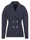 Givenchy Denim Double-breasted Blazer In Blue