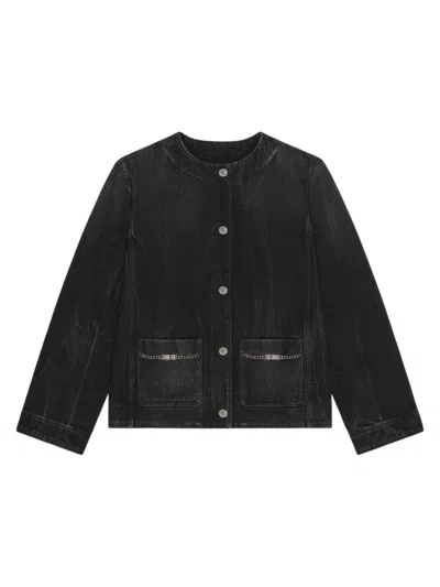 Givenchy Women's Jacket In Denim With Chains Details In Black