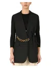 Givenchy Collarless Solid Wool Chain Belted Jacket In Black