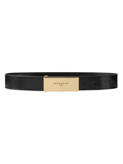 Givenchy Women's Label Belt In Box Leather In Black