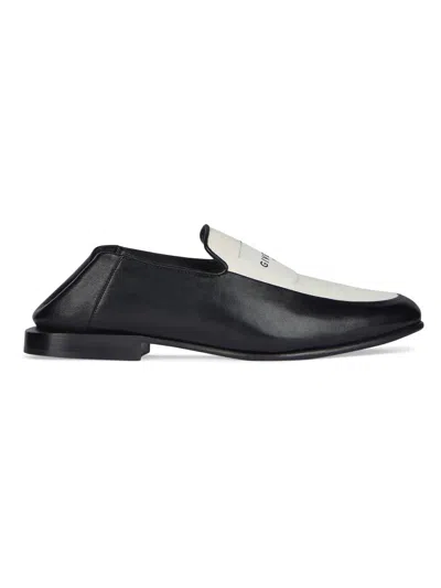 GIVENCHY WOMEN'S LABEL LOAFERS IN LEATHER AND CANVAS