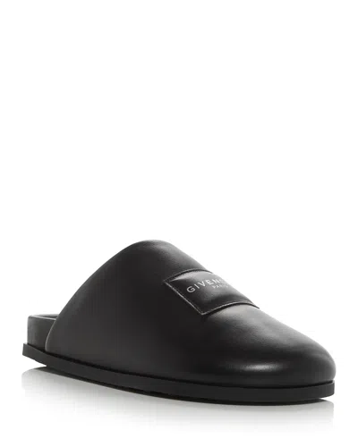 Givenchy Label Flat Mules In Black Nappa Leather Women In Multi