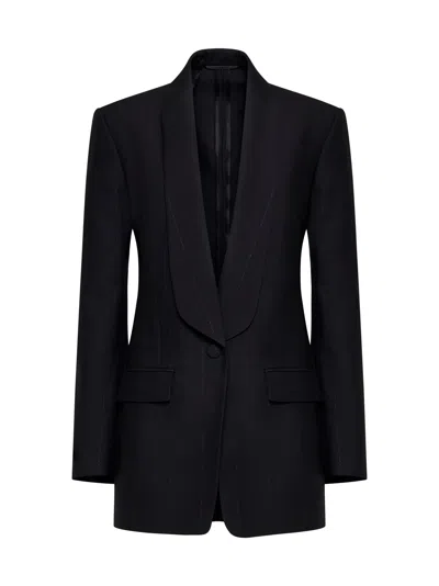Givenchy Women Lame' Pinstriped Wool-blend Blazer In Black