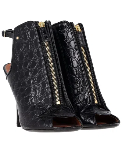 Givenchy Women's Leather Croc-embossed Zipper Slingback Sandal (authentic Pre-  Loved) In Black