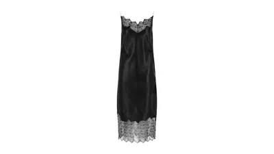 Pre-owned Givenchy Women's Leather Lacetrim Slip Dress In Black